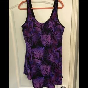 SWIMSUITS FOR ALL Size 22W Purple/Black One-Piece Swimsuit EUC